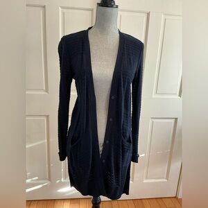 CAbi Navy Longline Button Cardigan